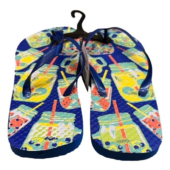 New “Cocktails” Summer Rubber Flip Flops, Size S 5/6 - Picture 2 of 4